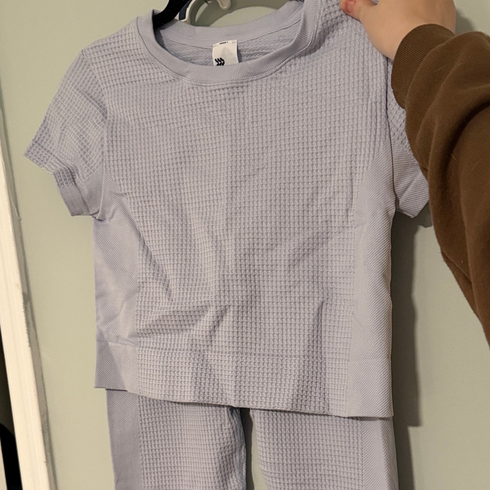 Light Purple Waffle Knit Top and Bottom Set